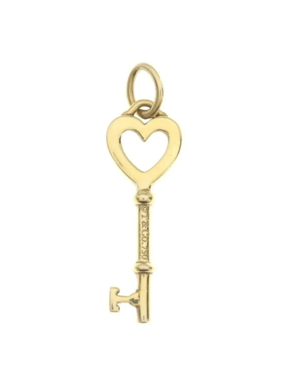 Tiffany & Co 18k Yellow Gold Heart Key Mini Pendant